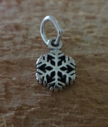Tiny 7mm Snowflake Holiday Christmas Sterling Silver Charm