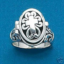 size 5, 6, 7, 8, or 9 Sterling Silver Movable Oval Cross Prayer Box Ring