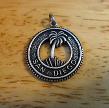 20mm Palm Tree says San Diego Sterling Silver Charm