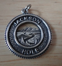 20mm Jackson Hole Wyoming Mountains Sterling Silver Charm