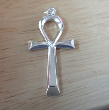 Large 39x18mm Egyptian Symbol Ankh Cross Sterling Silver Charm