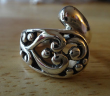size 6 7 8 or 9 Sterling Silver Open cut out Filigree Spoon Ring