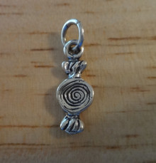 TINY 17x7mm Piece of Wrapped Hard Candy Sterling Silver Charm