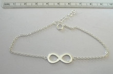 7-7.75" Sterling Silver Infinity Bracelet with tiny 2mm oval cable link chain