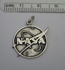 13mm says Nasa "The Meatball" logo Sterling Silver Charm