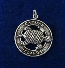 19mm says Cayman Islands with Sea Turtle Sterling Silver Charm