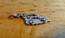 8x25mm Shape Map of Aruba Sterling Silver Charm