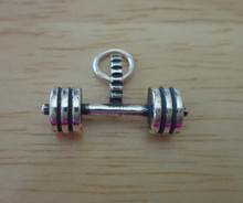 20x6mm Weight Lifting Barbell Sterling Silver Charm
