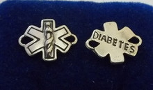 Diabetic Diabetes Medical ID 14 mm long Link Sterling Silver Charm