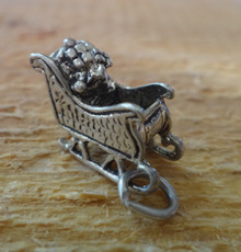 3D 8x15mm Santa's Sleigh Holiday Sterling Silver Charm