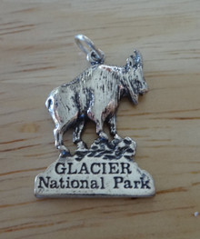 15x25mm says Glacier National Park with Mountain Goat Sterling Silver Charm