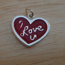 Red Enamel Heart says I Love You Valentine's Day Sterling Silver Charm