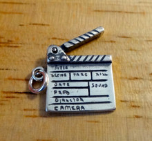 Movable Movie TV Clapboard Sterling Silver Charm