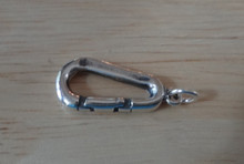 3D 22x10mm Climbing Clip Carabiner Tool Sterling Silver Charm