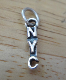 Tiny 16x3mm New York City says NYC Sterling Silver Charm