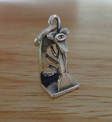 9x18mm 3D says Chicago Picasso Statue Sterling Silver Charm