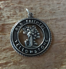 18x21mm says Old Faithful Yellowstone Sterling Silver Charm