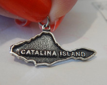 21x13mm Shape of & says Catalina Island Sterling Silver Charm