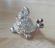 3D 11x17mm Clear CZ Crystals on Box Turtle Sterling Silver Charm