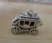 Sterling Silver 15x18mm 3D Old-time Stagecoach Charm