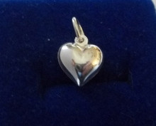 12x10mm Small Hollow Puffy Heart Sterling Silver Charm