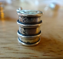 10x17mm 3D heavy Barrel of Oil says Oil Sterling Silver Charm