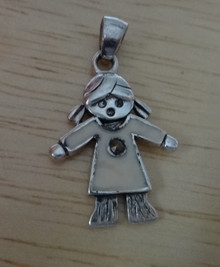 Engraveable Girl with Lt Pink Enamel Sterling Silver Charm