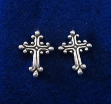 Small 14x11mm Beautiful Cross Stud Sterling Silver Earrings