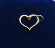 15x16mm Open Heart with Red Crystal Charm