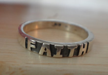 size 6 7 or 8 Sterling Silver Thin Band says Hope Love Faith Ring