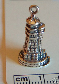 3D 12x29mm Double Lighthouse Light House Sterling Silver Charm