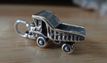 10x20mm Solid 5 gram Detailed Dump Truck Sterling Silver Charm