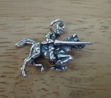 3D 22x17mm Sterling Silver Knight in Shining Armor on Horse Charm