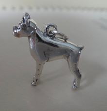 20x20mm Heavy 5.4gram Solid Boxer Dog Sterling Silver Charm