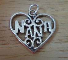 21x21mm cut out says Nana Heart Sterling Silver Charm