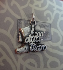 says I (Heart) Drill Team Boot Sterling Silver Charm