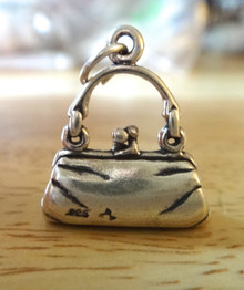 3D Lg 4.5 gram Cute Purse Handbag Sterling Silver Charm!
