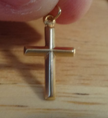 10x17mm Small 14K Gold filled Beveled Baby Child Cross Charm!!