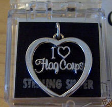 20mm says I Love Flag Corps Color Guard ROTC Heart Sterling Silver Charm