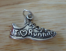 15x23mm says I Heart Love Running on Shoe Sterling Silver Charm