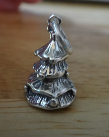 3D 11x17mm Christmas Tree Holiday Sterling Silver Charm