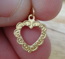 12x14mm Small 14K Gold filled Thin Decorated Open Heart Charm