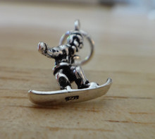 3D 15x17mm Small Snowboarder Sterling Silver Charm