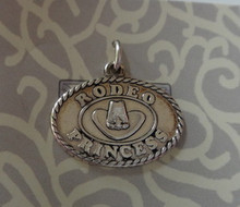 Oval Rodeo Princess Rope Design Sterling Silver Charm