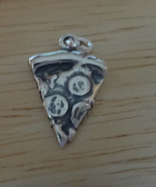 18x13mm Slice of Pepperoni Pizza Sterling Silver Charm