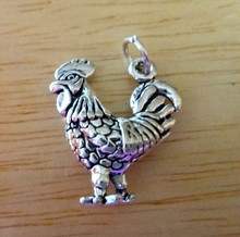 Large Heavy ~4 gram Chicken Fancy Rooster Sterling Silver Charm!