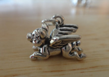 3D 17x11mm Flying Pig with Wings Sterling Silver Charm