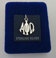14x17mm Greek Fraternity Alpha Phi Omega Circle Drop Sterling Silver Charm