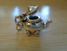 3D 18x12mm Movable Coffee Pot Teapot with cute feet Sterling Silver Charm