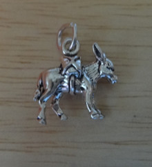 3D 15x13mm Small Pack Donkey Sterling Silver Charm